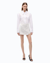Fully rhinestoned wrap mini skirt - | Pinko