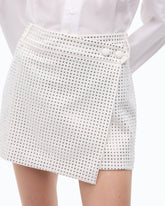 Fully rhinestoned wrap mini skirt - | Pinko