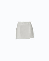 Fully rhinestoned wrap mini skirt - White | Pinko