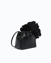Schulter-Beuteltasche aus Nappaleder mit Blume - Schwarz | Pinko