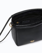 Schulter-Beuteltasche aus Nappaleder mit Blume - Schwarz | Pinko