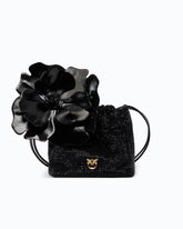 Schulter-Beuteltasche aus Stoff mit Strasssteinen und Blume - | Pinko
