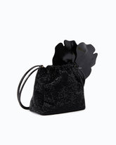 Schulter-Beuteltasche aus Stoff mit Strasssteinen und Blume - | Pinko