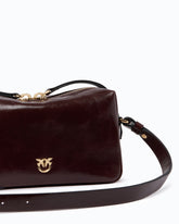 Mini Boston bag in glossy leather with two straps - Dark Red | Pinko