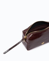 Mini Boston bag in glossy leather with two straps - Dark Red | Pinko