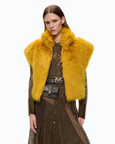 Cropped faux fur vest - | Pinko