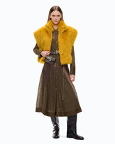 Cropped faux fur vest - | Pinko