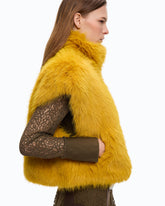 Cropped faux fur vest - | Pinko