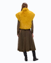 Cropped faux fur vest - | Pinko