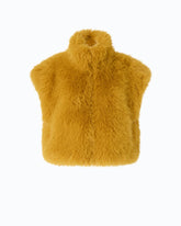 Cropped faux fur vest - | Pinko