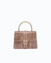PINKO Galleria Mini Love Bag Top Handle handbag in leather - Trasparente | Pinko