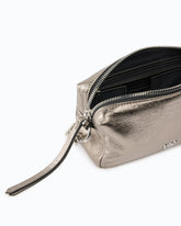 Mini Boston bag in laminated nappa leather with two straps - Light Grey | Pinko