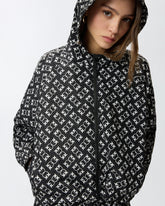Sporty jacket with all-over Love Birds logo - Multicolor Black-White | Pinko