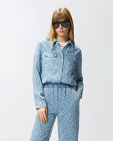 Denim shirt with Love Birds logo - Blue | Pinko
