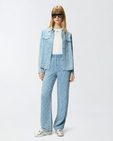 Denim shirt with Love Birds logo - Blue | Pinko