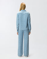 Denim shirt with Love Birds logo - Blue | Pinko
