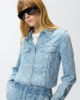 Denim shirt with Love Birds logo - Blue | Pinko