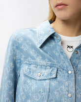 Denim shirt with Love Birds logo - Blue | Pinko