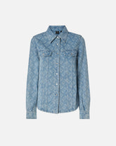 Denim shirt with Love Birds logo - Blue | Pinko