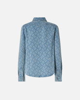 Denim shirt with Love Birds logo - Blue | Pinko