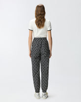 Sporty trousers with all-over Love Birds logo - Multicolor Black-White | Pinko