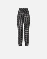 Sporty trousers with all-over Love Birds logo - Multicolor Black-White | Pinko