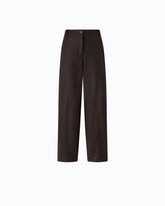 Straight-fit nubuck leather-effect trousers - Brown | Pinko