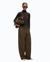 Straight-fit nubuck leather-effect trousers - | Pinko