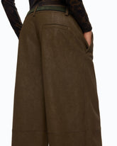 Straight-fit nubuck leather-effect trousers - Green | Pinko