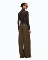 Straight-fit nubuck leather-effect trousers - | Pinko