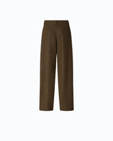 Straight-fit nubuck leather-effect trousers - Green | Pinko