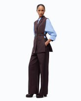 Barrel-fit trousers in slub canvas - Red | Pinko