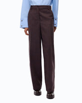 Barrel-fit trousers in slub canvas - Red | Pinko