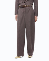 Barrel-fit trousers with micro houndstooth motif - Multicolor Beige-Purple | Pinko