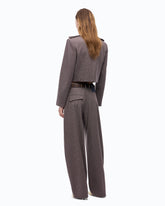 Barrel-fit trousers with micro houndstooth motif - Multicolor Beige-Purple | Pinko