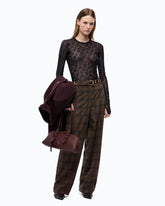 Barrel-fit trousers with micro houndstooth motif - Multicolor Brown-Black | Pinko