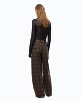 Barrel-fit trousers with micro houndstooth motif - Multicolor Brown-Black | Pinko