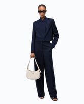 Barrel-fit trousers in wool-blend fabric - Dark Blue | Pinko