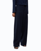 Barrel-fit trousers in wool-blend fabric - Dark Blue | Pinko
