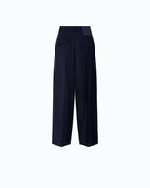 Barrel-fit trousers in wool-blend fabric - Dark Blue | Pinko