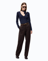 Barrel-fit trousers in wool-blend fabric - | Pinko