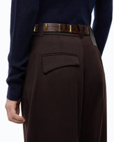 Barrel-fit trousers in wool-blend fabric - Brown | Pinko