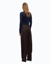 Barrel-fit trousers in wool-blend fabric - Brown | Pinko