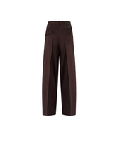 Barrel-fit trousers in wool-blend fabric - Brown | Pinko