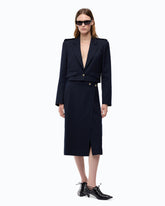Wool-blend calf-length skirt - Dark Blue | Pinko