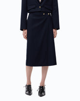 Wool-blend calf-length skirt - Dark Blue | Pinko