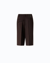 Bermuda shorts in stretch wool-blend fabric - Brown | Pinko