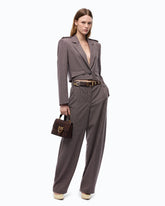 Cropped jacket with micro houndstooth motif - | Pinko