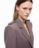 Cropped jacket with micro houndstooth motif - | Pinko