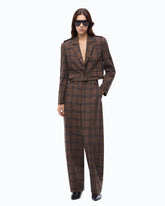 Cropped jacket with micro houndstooth motif - Multicolor Brown-Black | Pinko